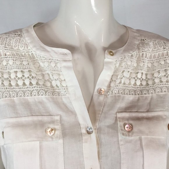 Carole Little Linen Blouse (like new) - Picture 2 of 3